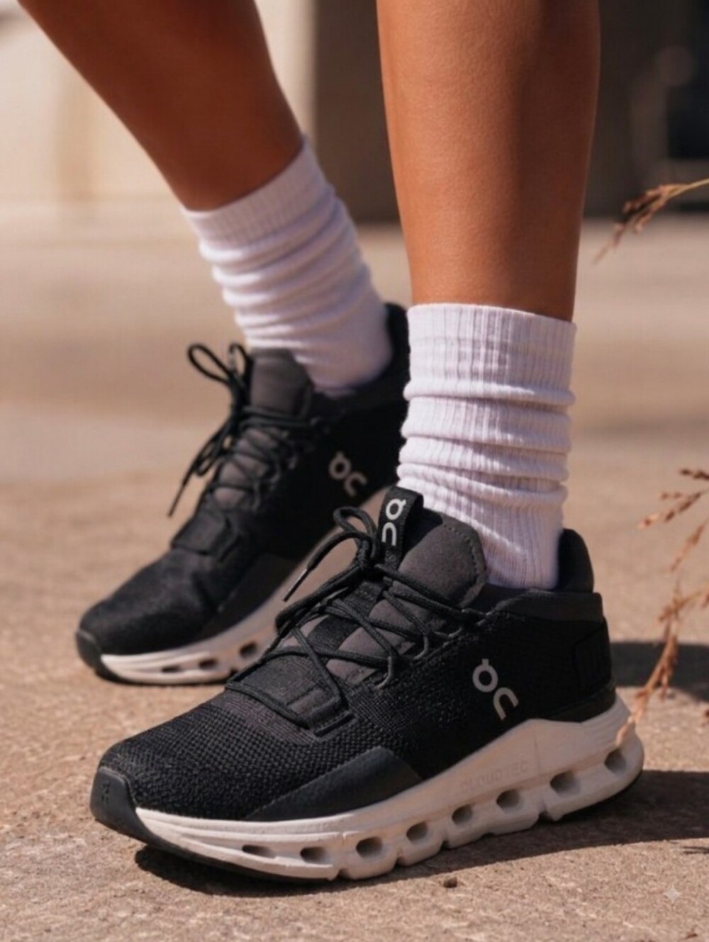 On Running Cloudnova Shoes in Phantom & White EUC